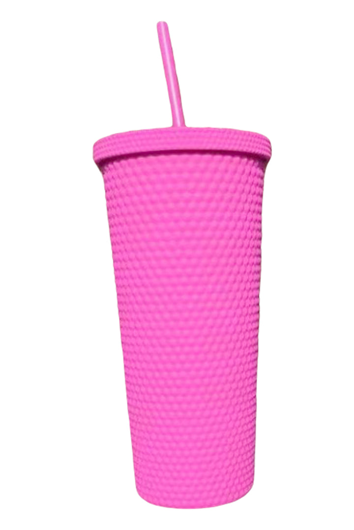 Pink Reusable Matte Plastic Tumbler Cup