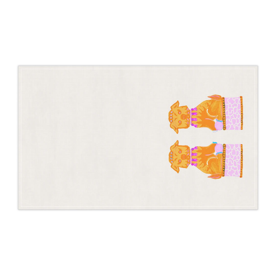 Orange Foo Dog Tea Towel