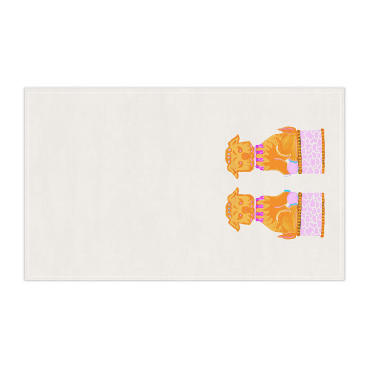 Orange Foo Dog Tea Towel