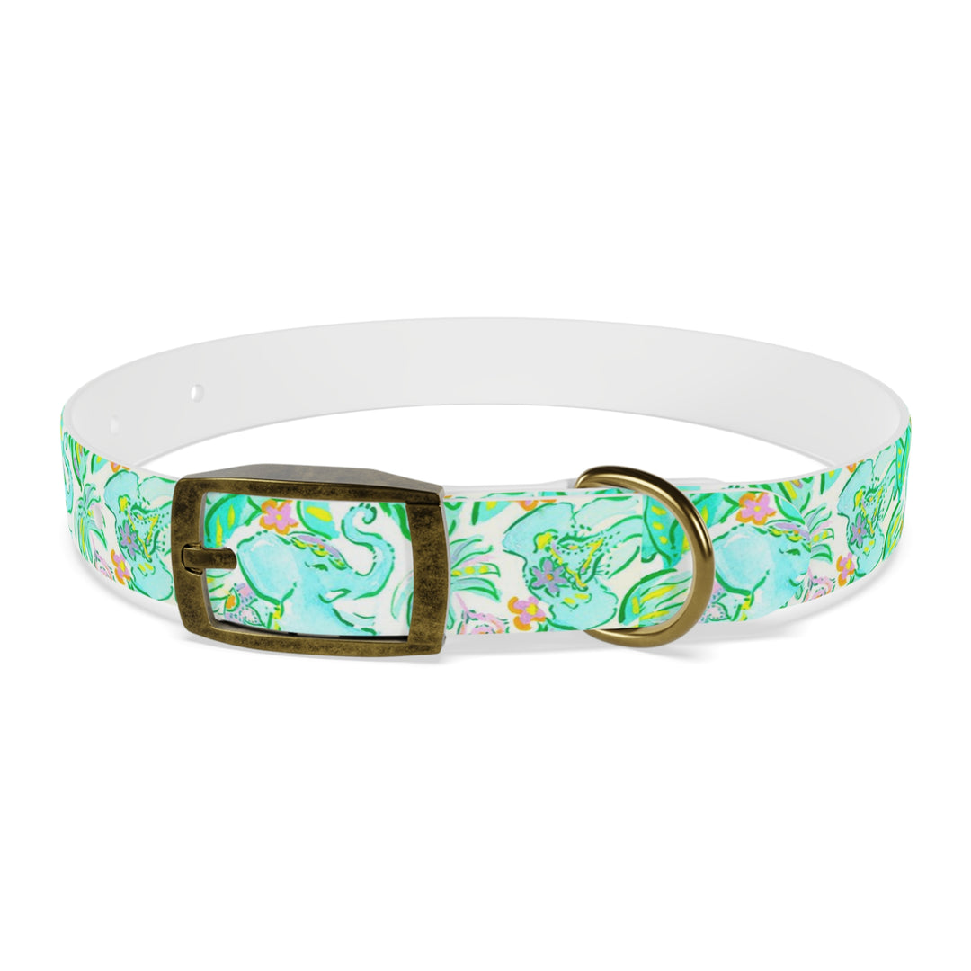 Preppy Green Elephant Dog Collar