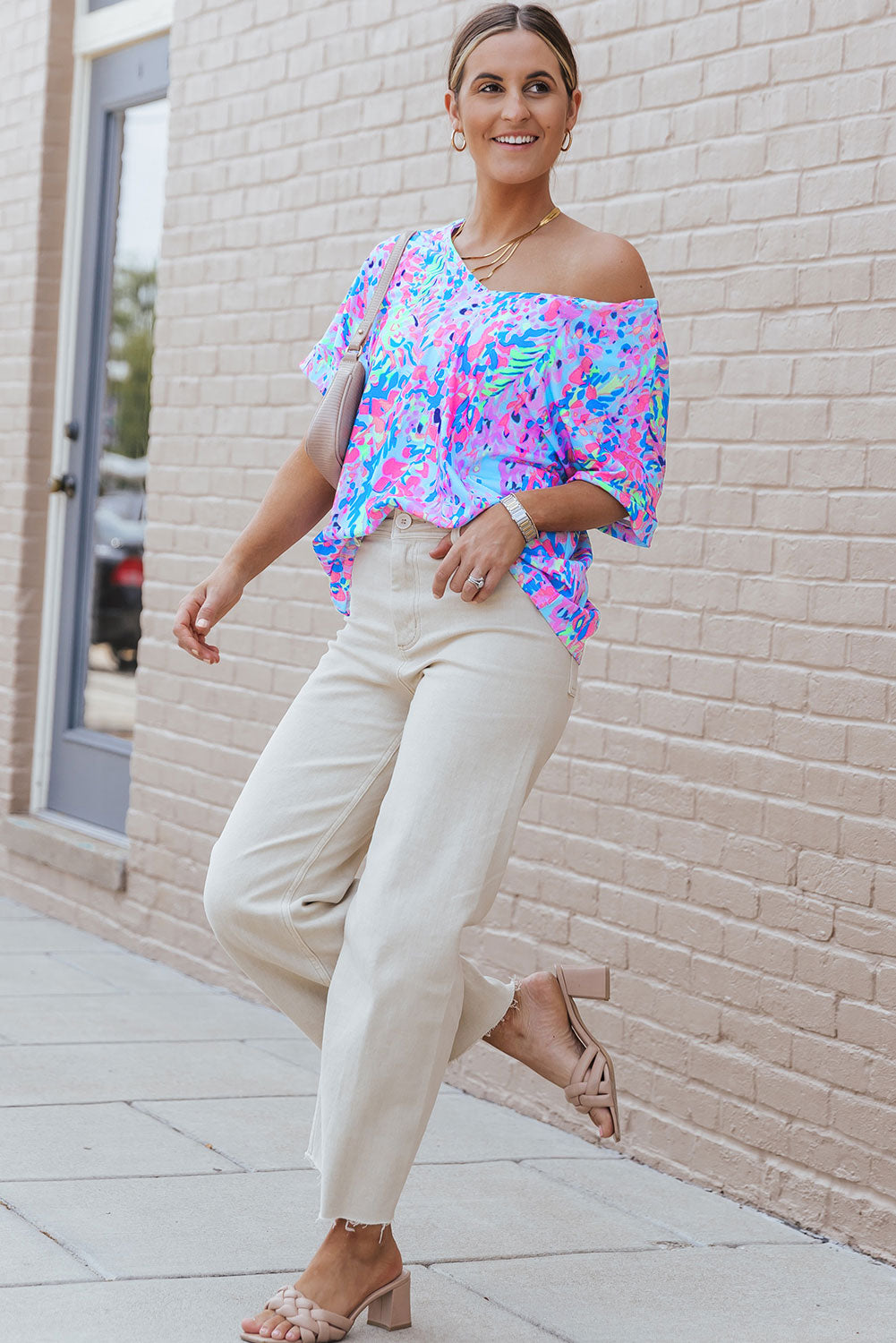 Green Loose Painted Floral Tee