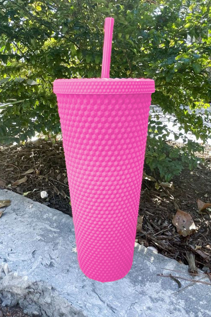 Pink Reusable Matte Plastic Tumbler Cup