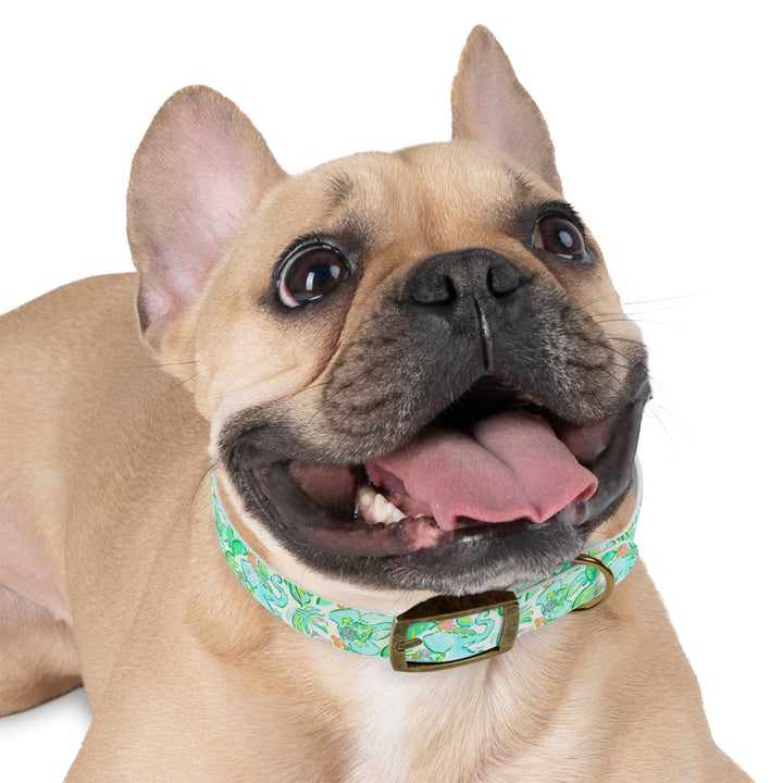 Preppy Green Elephant Dog Collar