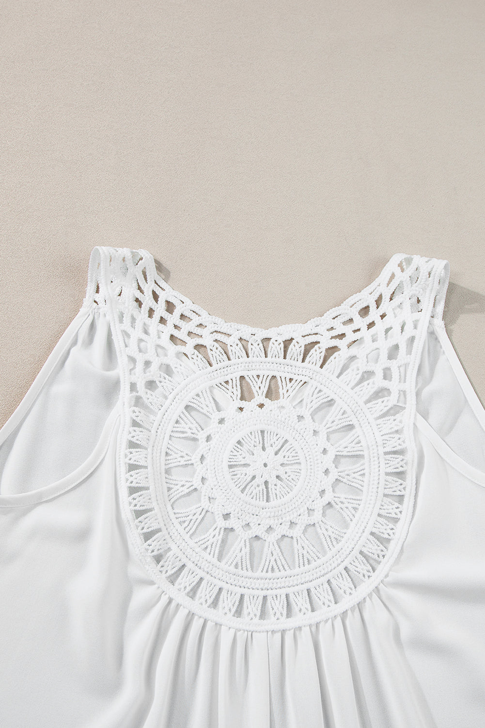 White Bohemian Crochet Patchwork Sleeveless Tunic