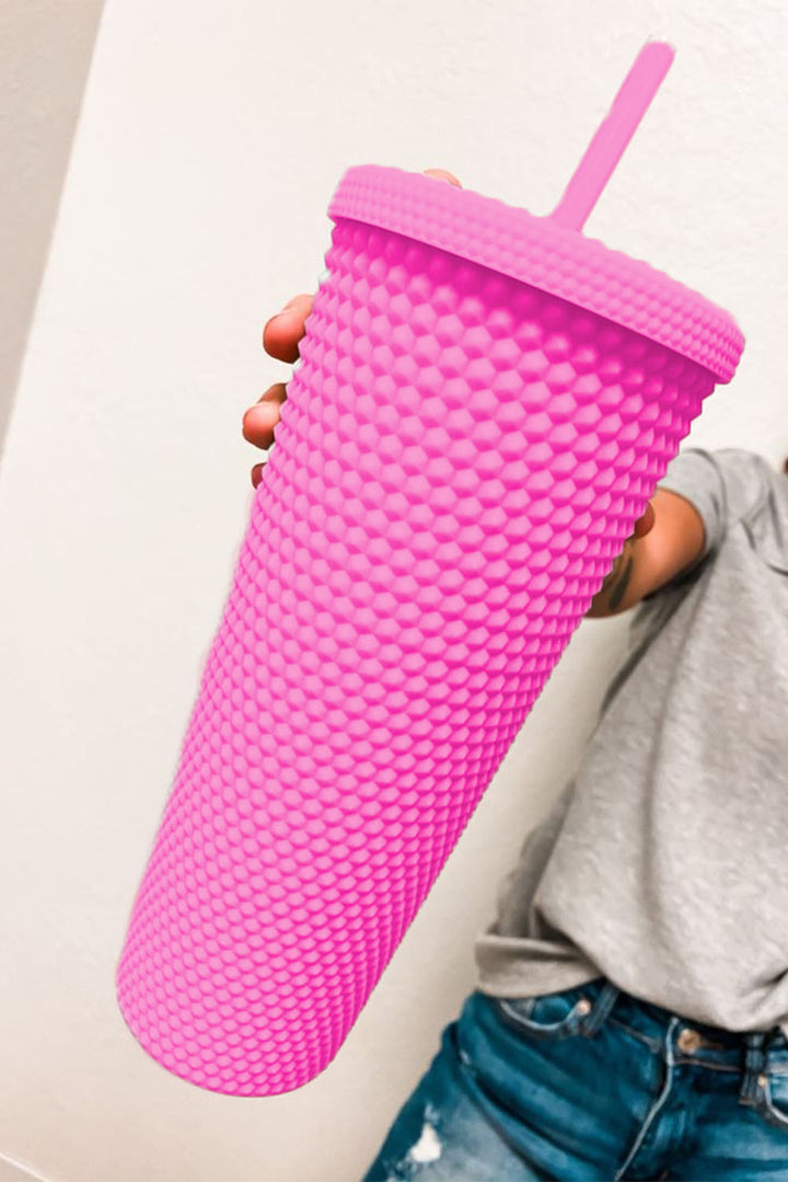 Pink Reusable Matte Plastic Tumbler Cup