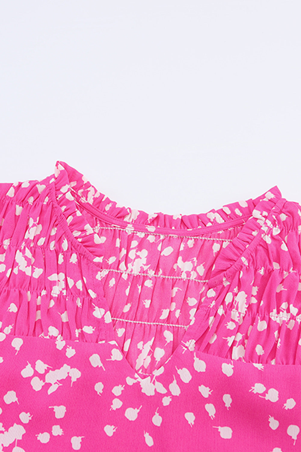 Pink Split Neck Fall Printed Crinkled Blouse