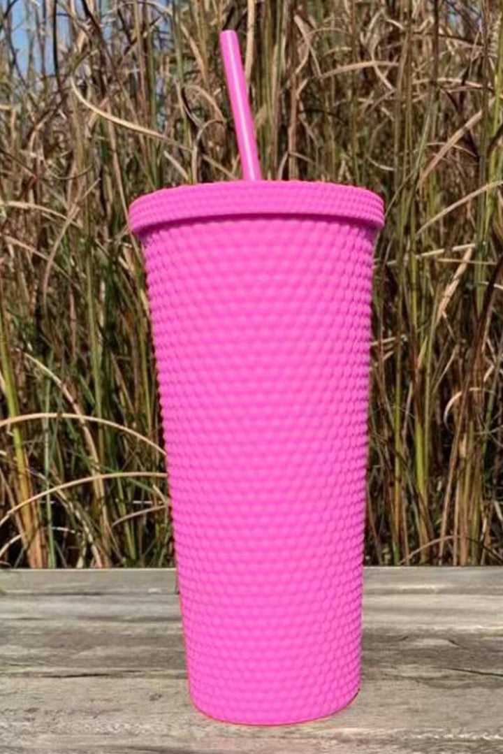 Pink Reusable Matte Plastic Tumbler Cup