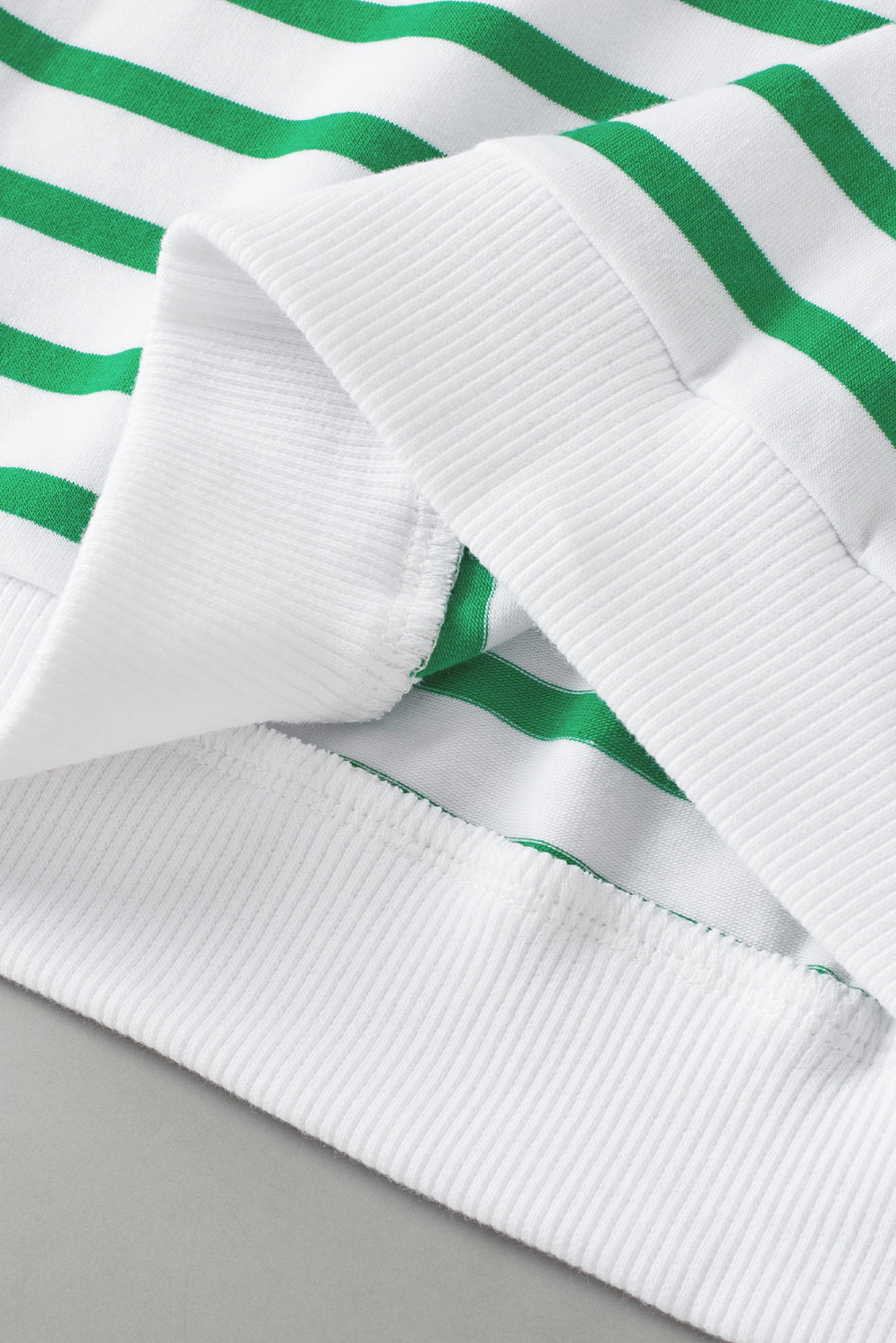 Green Stripe Puff Sleeve Elegant T-shirt