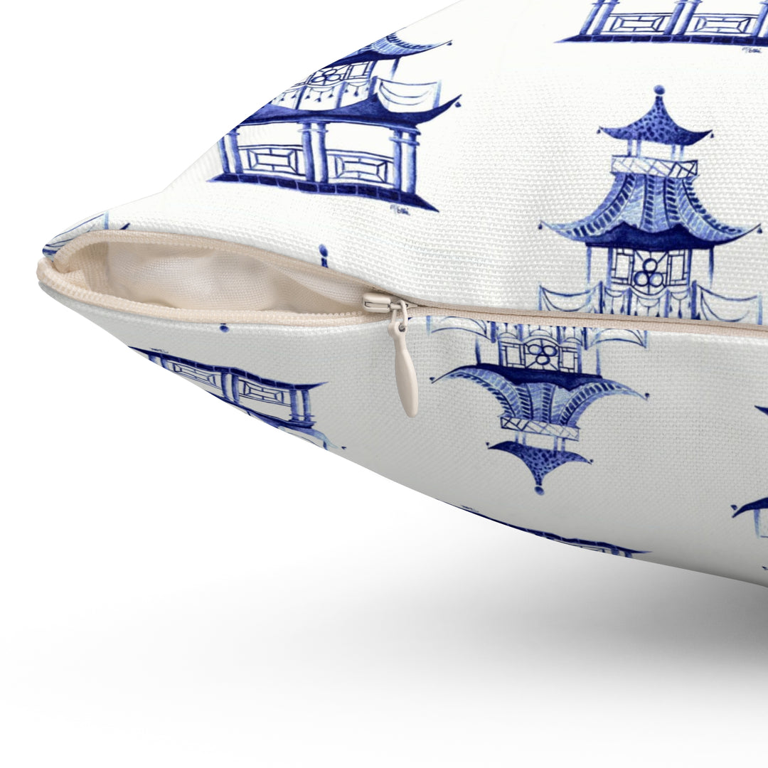 Blue Pagoda Pillow