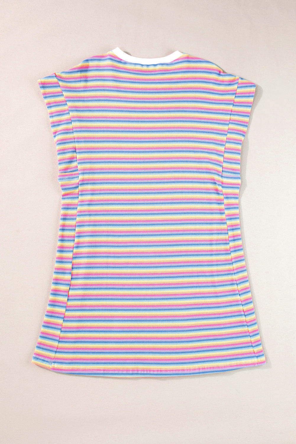 Yellow Stripe Crew Neck T Shirt Dress