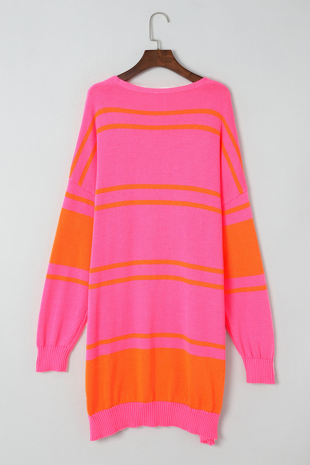 Multicolor Striped Long Sleeve Ribbed Trim Button Cardigan