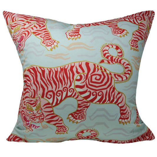 Tibetan Tiger Pillow: 22" / Aqua