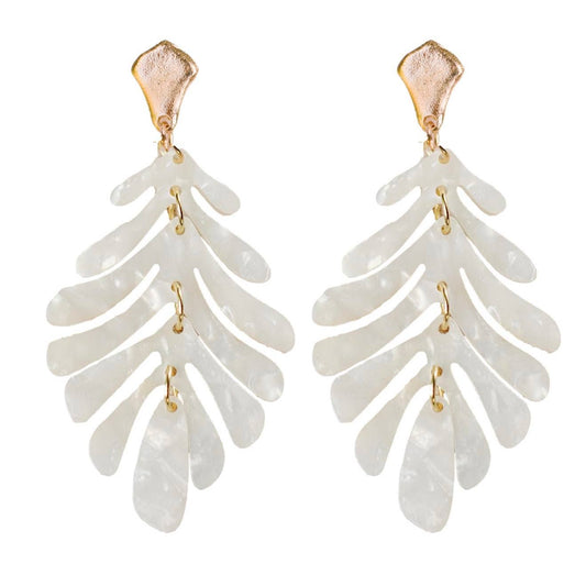 White Petite Palm Drop Earring