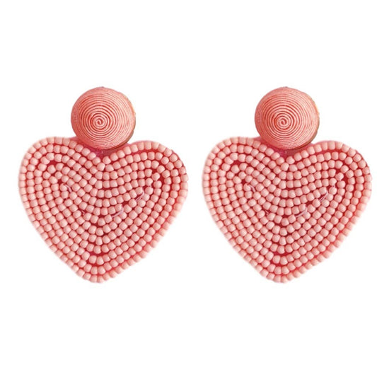 Pink Valentines / Holiday Beaded Heart Earrings