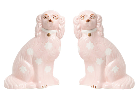 Pale Pink Staffordshire Dogs Porcelain Large