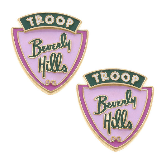 Troop Beverly Hills Stud Earrings in Pink & Green