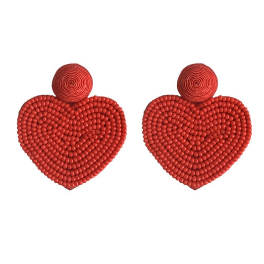 Red Holiday Heart Earrings