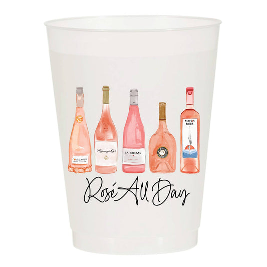 Rosé All Day Watercolor Frosted Plastic Stadium Cups