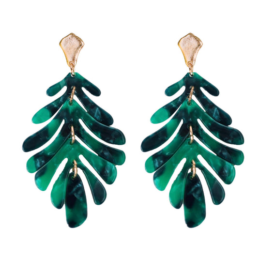 Emerald Green Petite Palm Drop Earrings